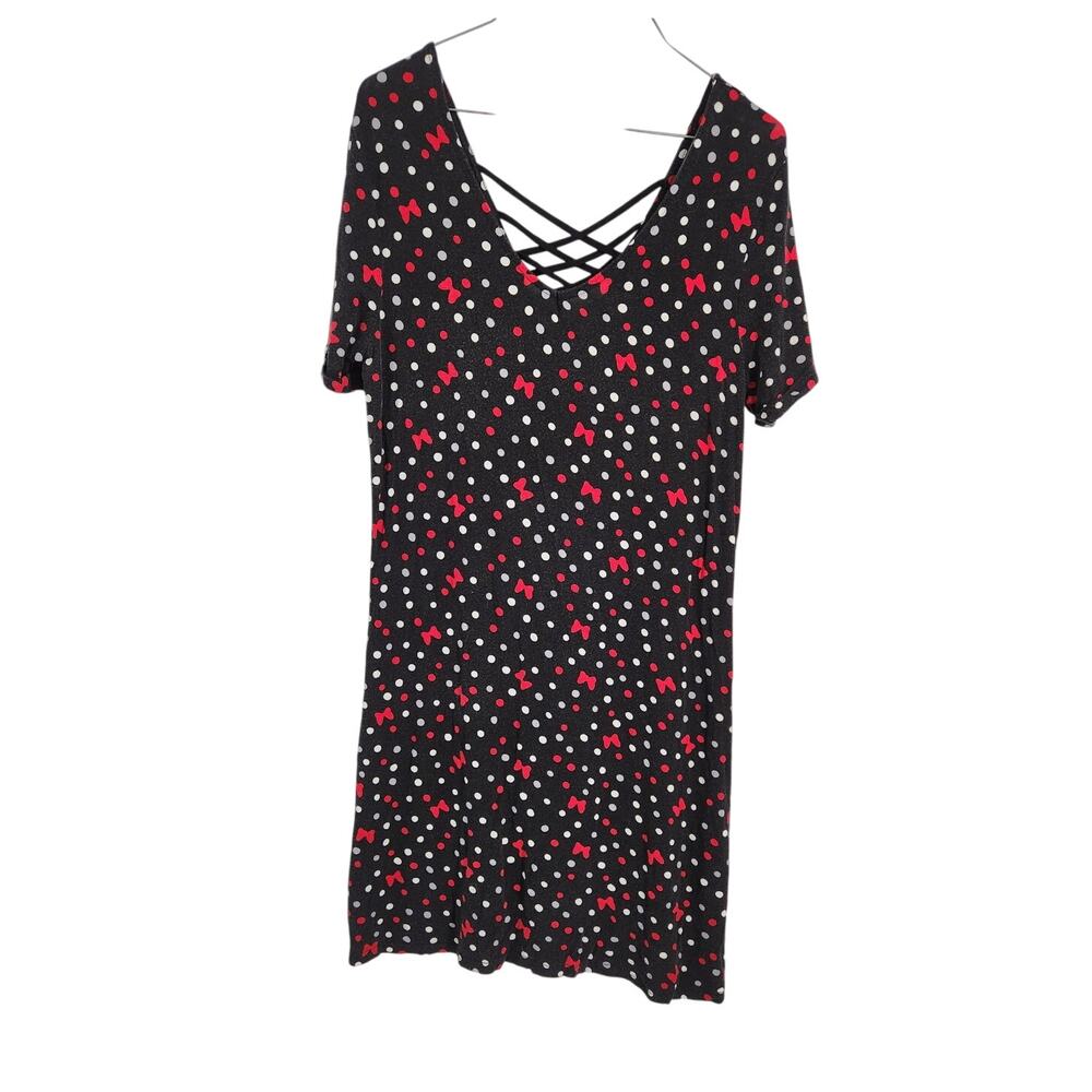 Disney Parks Minnie Mouse Bow and Dots Short Sleeve Dress Womens Size Medium M